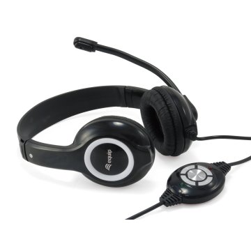 Headset Usb Equip Life Microfono Flexible Control De Volumen Color Negro   Blanco Promo