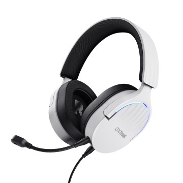 Headset Trust Gaming Gxt 490 Blanco Fayzo 25302 Usb 7.1 Microfono Desmontable Y Flexible Iluminacion Rgb Auriculares Giratori 2