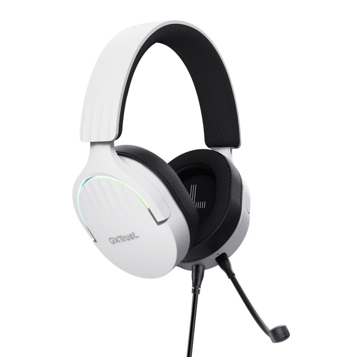Headset Trust Gaming Gxt 490 Blanco Fayzo 25302 Usb 7.1 Microfono Desmontable Y Flexible Iluminacion Rgb Auriculares Giratori