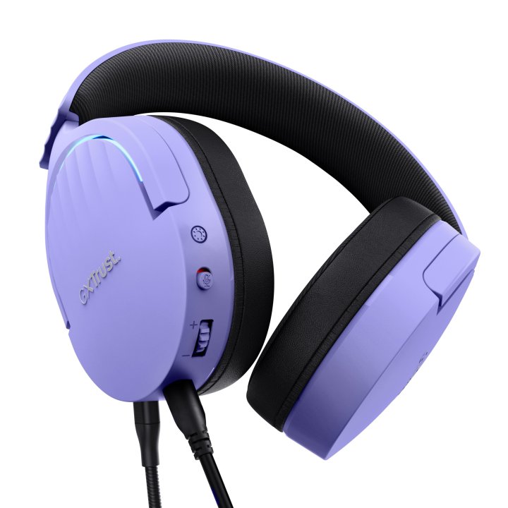 Headset Trust Gaming Gxt 490 Morado Fayzo 25303 Usb 7.1 Microfono Desmontable Y Flexible Iluminacion Rgb Auriculares Giratori