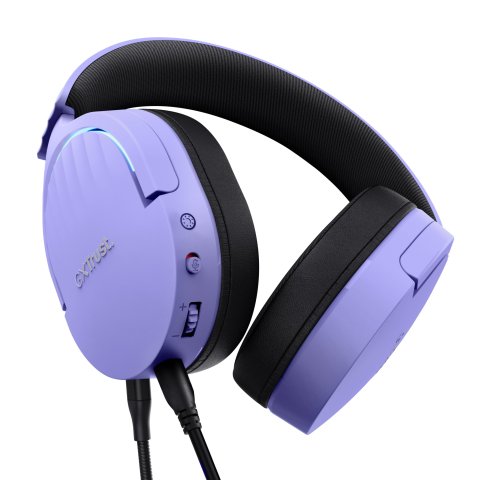 Headset Trust Gaming Gxt 490 Morado Fayzo 25303 Usb 7.1 Microfono Desmontable Y Flexible Iluminacion Rgb Auriculares Giratori