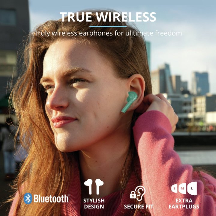 Headset Intrauditivo Bluetooth Trust Nika Touch Tactil Base Recargable Color Turquesa 23703 -liq