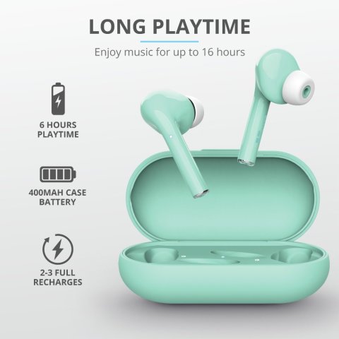 Headset Intrauditivo Bluetooth Trust Nika Touch Tactil Base Recargable Color Turquesa 23703 -liq