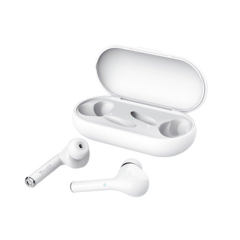 Headset Intrauditivo Bluetooth Trust Nika Touch Tactil Base Recargable Color Blanco 23705