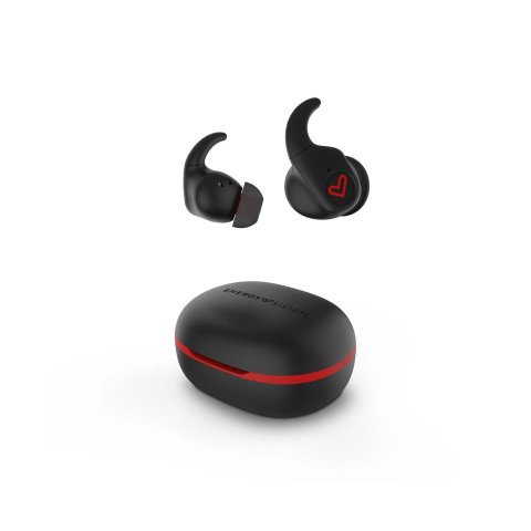Auricular Intrauditivo Bluetooth Energy Sistem Freestyle Black red Bt 5.3 True Wireless Ipx5 Sistema Secure Fit+ Esmart Conne