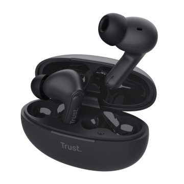 Headset Intrauditivo Bluetooth Trust Yavi 25296 Negro Enc Base De Carga Usb-c Control Tactil 23h