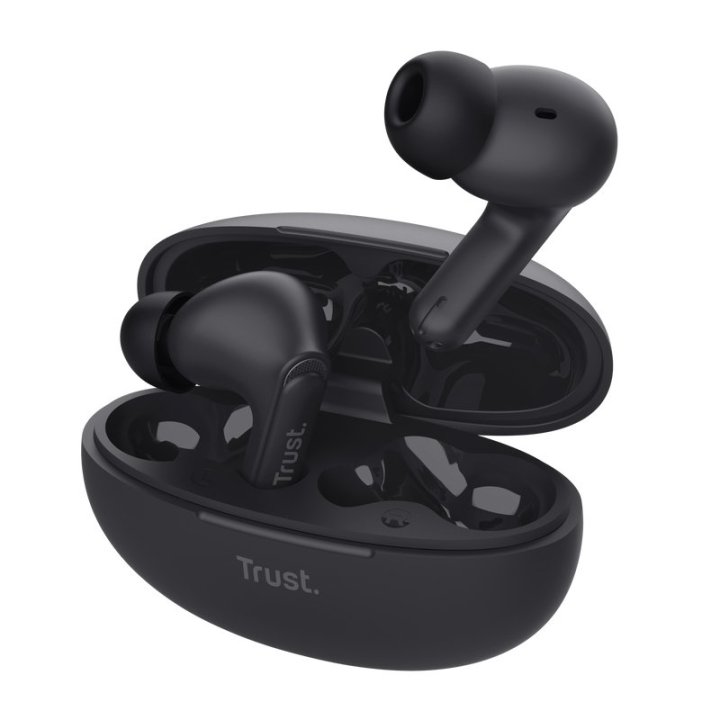Headset Intrauditivo Bluetooth Trust Yavi 25296 Negro Enc Base De Carga Usb-c Control Tactil 23h