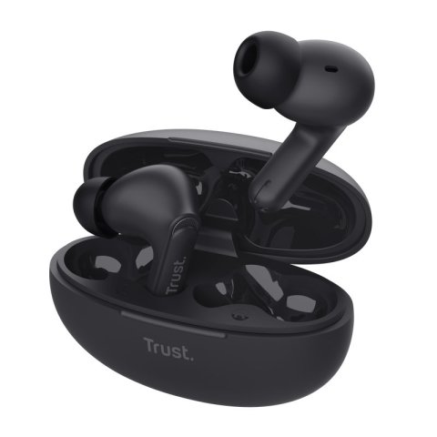 Headset Intrauditivo Bluetooth Trust Yavi 25296 Negro Enc Base De Carga Usb-c Control Tactil 23h