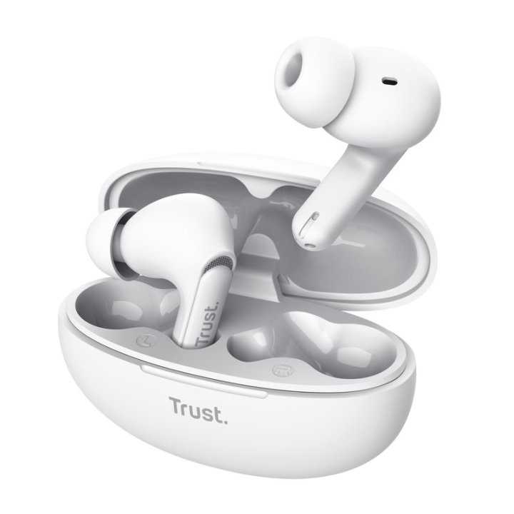 Headset Intrauditivo Bluetooth Trust Yavi 25172 Blanco Enc Base De Carga Usb-c Control Tactil 23h