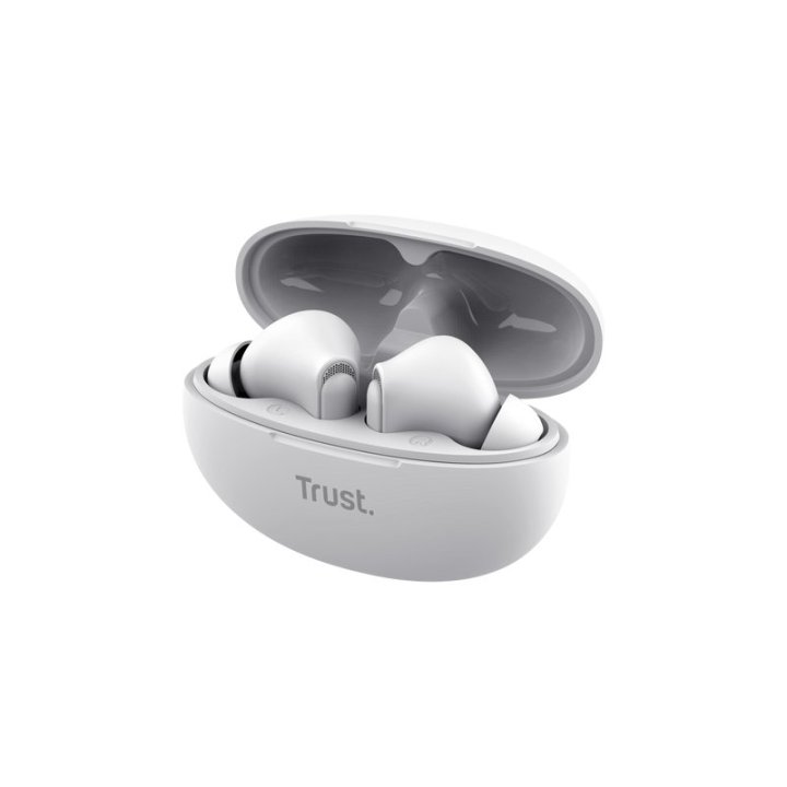 Headset Intrauditivo Bluetooth Trust Yavi 25172 Blanco Enc Base De Carga Usb-c Control Tactil 23h