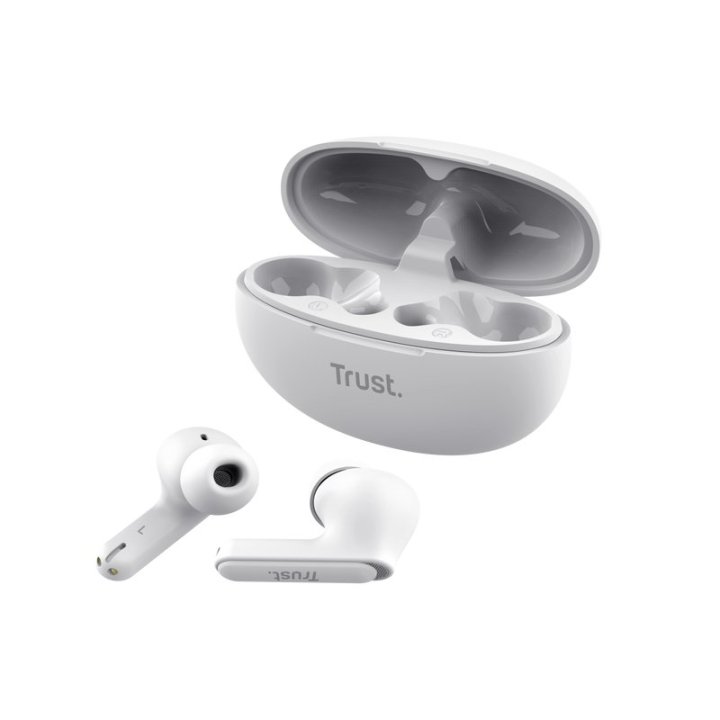 Headset Intrauditivo Bluetooth Trust Yavi 25172 Blanco Enc Base De Carga Usb-c Control Tactil 23h