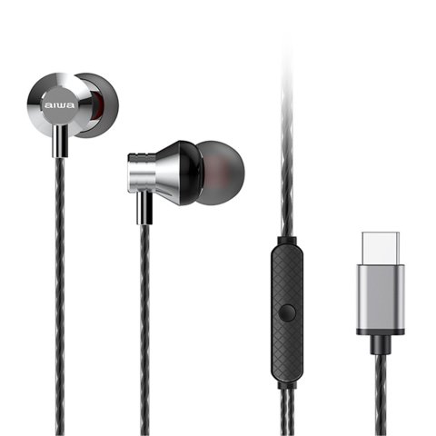 Auricular Intrauditivo Usb-c Aiwa Estm-50usb-c sl Color Plata Microfono Integrado Mando A Distancia Driver 10mm