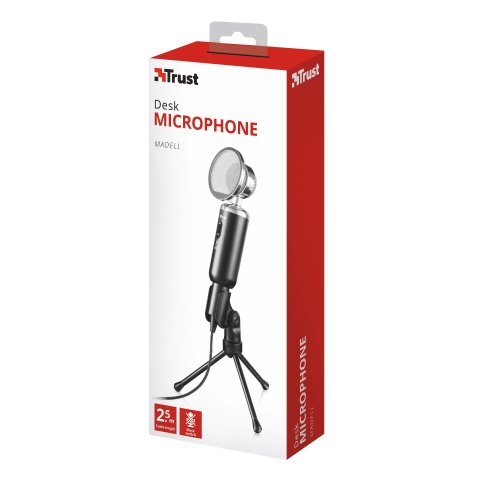 Microfono Trust Madell Desktop - Angulo Ajustable - Boton Mute - Cable De 2.5m - Jack 3.5mm - Rejilla Desmont. 21672