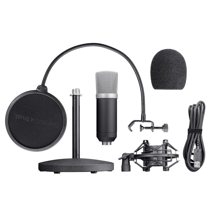 Microfono Trust Gxt 252 Emita - Pc Patron Cardioide - Incluye Soporte Y Estuche - Filtro Pantalla - Cable De 1.8m - Usb 21753