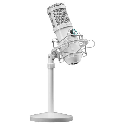 Microfono Profesional Mars Gaming Mmicx White Microfono De Estudio De Alta Definicion 96khz Adc Y Doble Capsula Conexion Usb 