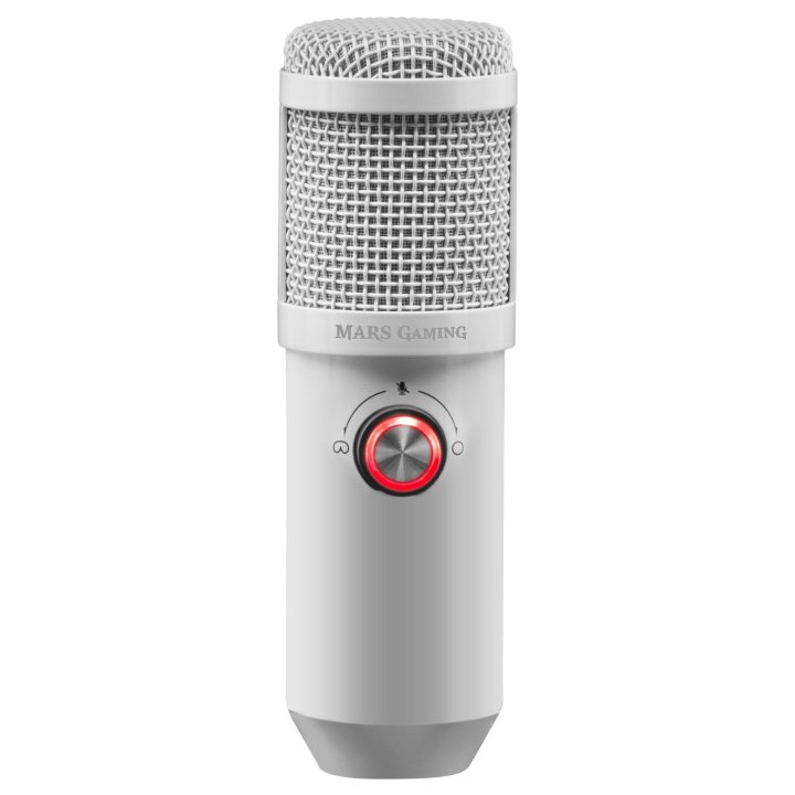 Microfono Profesional Mars Gaming Mmicx White Microfono De Estudio De Alta Definicion 96khz Adc Y Doble Capsula Conexion Usb 