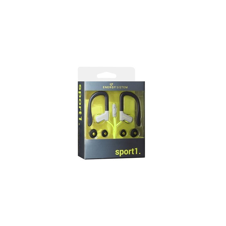  Headset Energy Sistem Sport 1 Yellow 3.5mm Con Microfono, Secure Fit, Resistente Al Sudor Y Salpicaduras , Control Talk