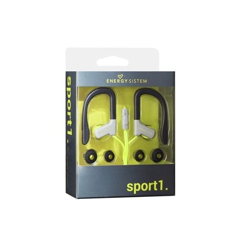  Headset Energy Sistem Sport 1 Yellow 3.5mm Con Microfono, Secure Fit, Resistente Al Sudor Y Salpicaduras , Control Talk