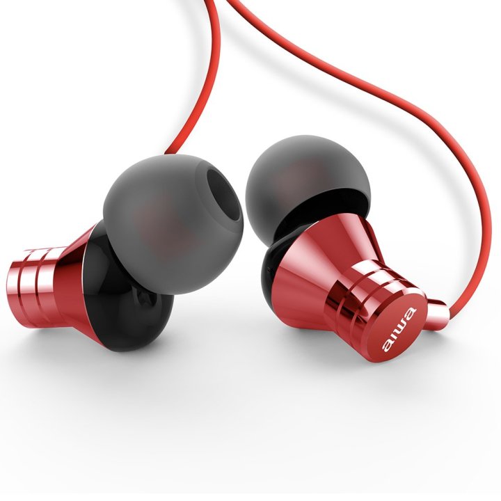 Auricular Intrauditivo Aiwa Estm-50rd Red 3.5mm Driver Neodimio 10mm Dinamico Micro Controlador Remoto Cable 1.2m