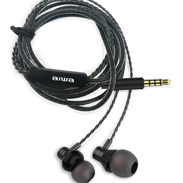 Auricular Intrauditivo Aiwa Estm-50bk Black 3.5mm Driver Neodimio 10mm Dinamico Micro Controlador Remoto Cable 1.2m