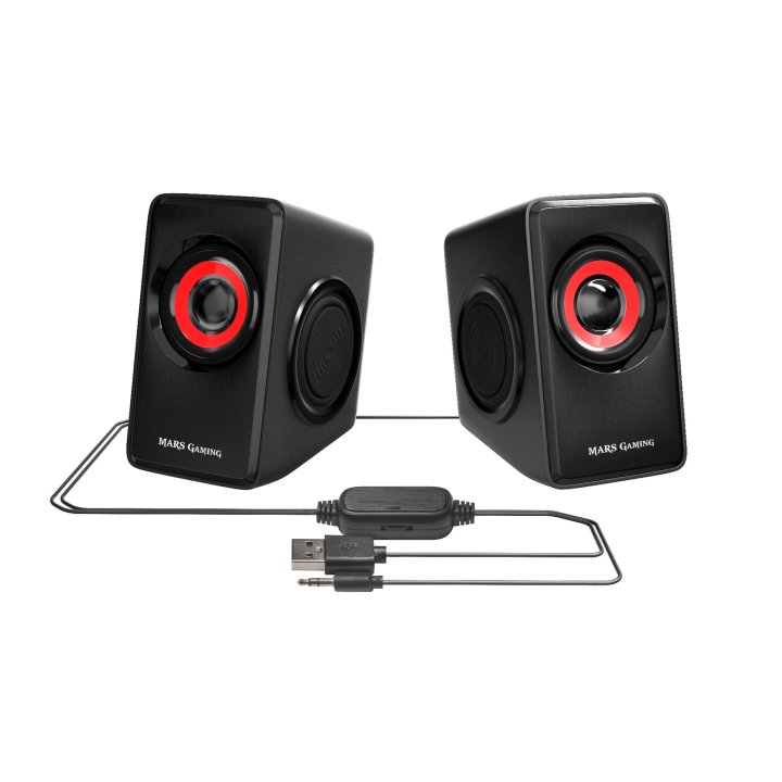 Altavoces 2.0 Mars Gaming Ms1 10w Rms Vibro-subwoofer Color Negro Y Rojo
