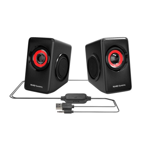 Altavoces 2.0 Mars Gaming Ms1 10w Rms Vibro-subwoofer Color Negro Y Rojo