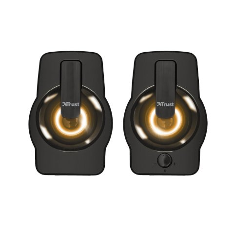 Altavoces 2.0 Trust 2.0 Gemi Rgb 12w Rms Iluminacion Led Alimentados Por Usb Color Negro 22948