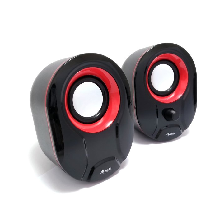 Altavoces 2.0 Equip Life 6w Rms Color Negro Y Rojo Jack 3.5" Control De Volumen Alimetancion Usb