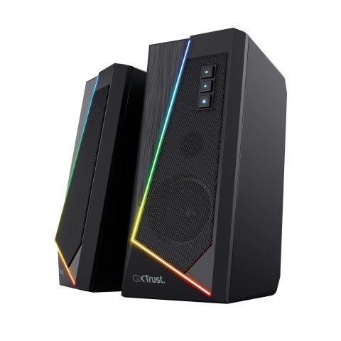 Altavoces 2.0 Trust 2.0 Zoxa Rgb 6w Rms 12w Max 6 Modos Iluminacion Autoalimentado Usb Led Color Negro 24070