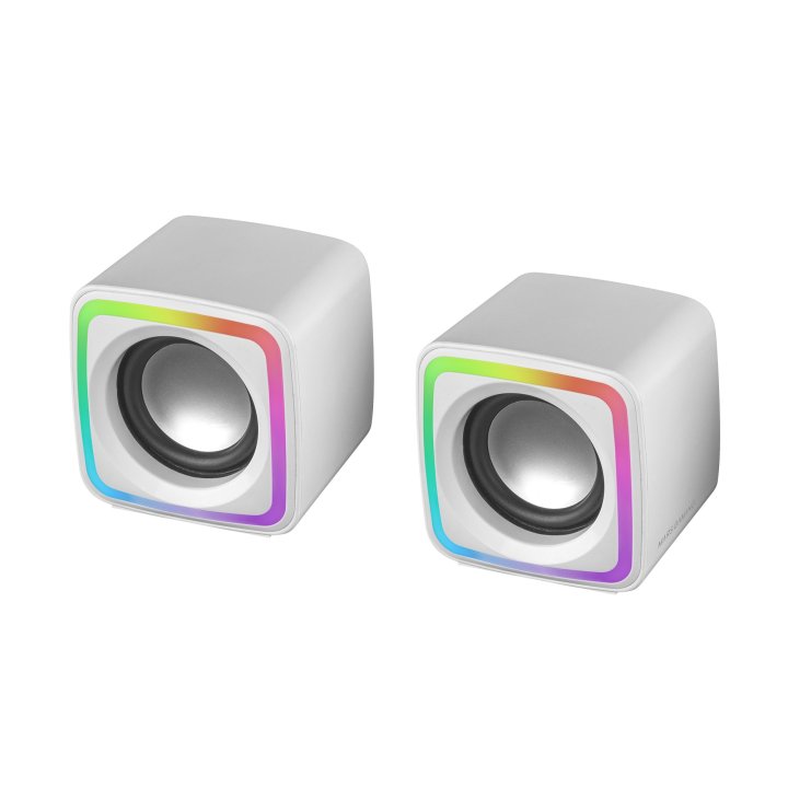 Altavoces 2.0 Mars Gaming Mscube White 8w Rms Sonido Dsp Espacial Iluminacion Rgb