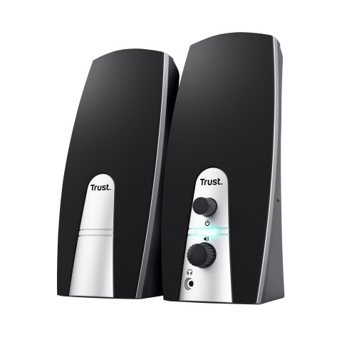 Altavoces 2.0 Trust 2.0 Basics 5w Rms 10w Max Autoalimentado Usb Conexion Frontal Auriculares Negro 24660