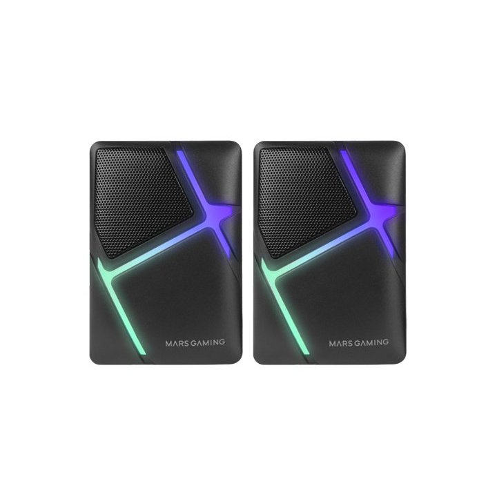 Altavoces 2.0 Mars Gaming Ms-h Negro 10w Iluminacion Rgb Control De Volumen Jack 3.5mm