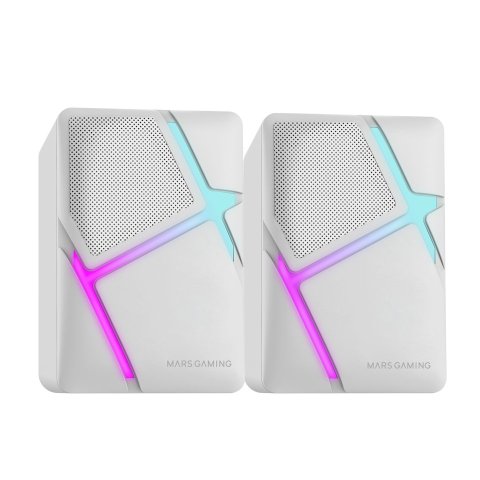 Altavoces 2.0 Mars Gaming Mshw Blanco 10w Iluminacion Rgb Control De Volumen Jack 3.5mm