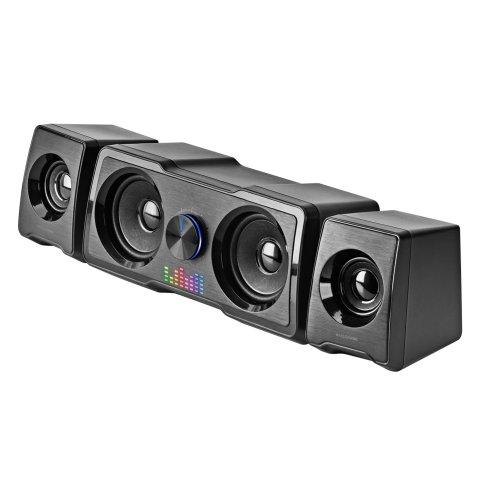Altavoces 2.2 Mars Gaming Ms22 Sistema De Doble Subwoofer 35w Rgb Flow Conexion Jack 3.5mm Color Negro Alimentacion Por Usb