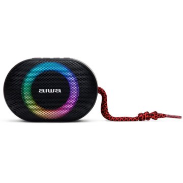 Altavoz Bluetooth Portable Aiwa Bst-330 Red Bt 5.0 Tws Micro Integrado 10w Rms Hyperbass Ipx6 Iluminacion Rgb Bateria 1500mah