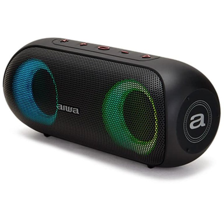 Altavoz Bluetooth Portable Aiwa Bst-650bk Negrobt 5.0 Tws Micro Integrado 2x10w Rms Hyperbass Ipx6 Iluminacion Rgb Bateria 20