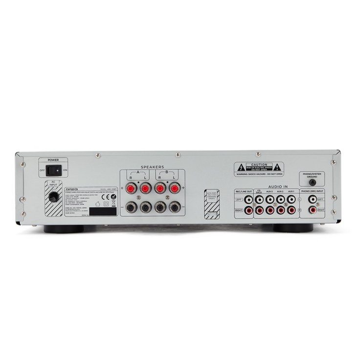 Amplificador Bluetooth Aiwa Amu-120bt Silver Estereo De 120w Rms 7 Entradas Analogicas Phono Y Bt 5.0 Usb sd