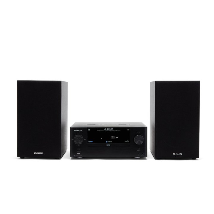 Micro Cadena De Musica Aiwa Msbtu-500 Bluetooth 5.0 Reproductor De Cd   Usb Radio Fm 2 Altavoces Hyperbass Mdf 50w Rms