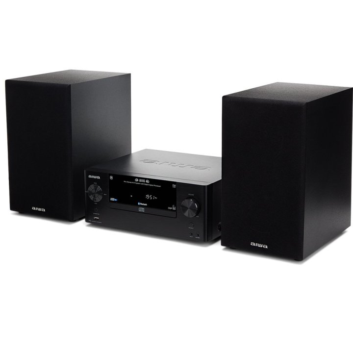 Micro Cadena De Musica Aiwa Msbtu-500 Bluetooth 5.0 Reproductor De Cd   Usb Radio Fm 2 Altavoces Hyperbass Mdf 50w Rms