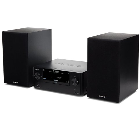 Micro Cadena De Musica Aiwa Msbtu-500 Bluetooth 5.0 Reproductor De Cd   Usb Radio Fm 2 Altavoces Hyperbass Mdf 50w Rms