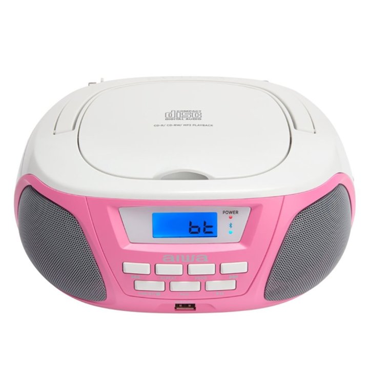Radio Cd Bluetooth Portable Aiwa Boombox Bbtu-300 Pink 5w Rms Bt Radio Fm Mp3 Y Usb