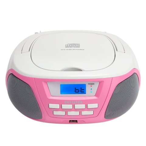 Radio Cd Bluetooth Portable Aiwa Boombox Bbtu-300 Pink 5w Rms Bt Radio Fm Mp3 Y Usb