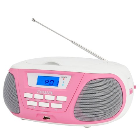 Radio Cd Bluetooth Portable Aiwa Boombox Bbtu-300 Pink 5w Rms Bt Radio Fm Mp3 Y Usb