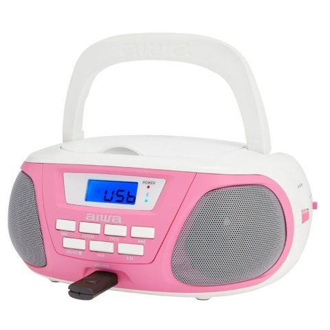Radio Cd Bluetooth Portable Aiwa Boombox Bbtu-300 Pink 5w Rms Bt Radio Fm Mp3 Y Usb