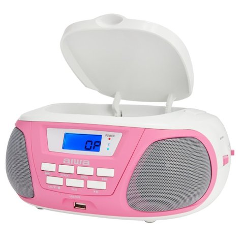 Radio Cd Bluetooth Portable Aiwa Boombox Bbtu-300 Pink 5w Rms Bt Radio Fm Mp3 Y Usb