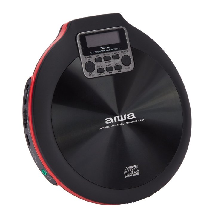 Cd Portatil Aiwa Pcd-810rd X-hyperbass System Lector Cd cdr mp3 Bateria Recargable Por Usb Color Negro rojo