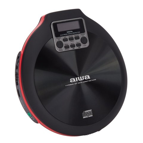 Cd Portatil Aiwa Pcd-810rd X-hyperbass System Lector Cd cdr mp3 Bateria Recargable Por Usb Color Negro rojo