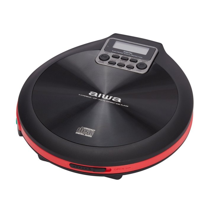 Cd Portatil Aiwa Pcd-810rd X-hyperbass System Lector Cd cdr mp3 Bateria Recargable Por Usb Color Negro rojo