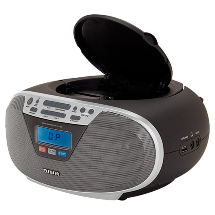 Radio Cd Bluetooth Portable Aiwa Boombox Bbtu-400sl Plata 6w Rms Bt Mp3 Usb Y Jack 3.5mm