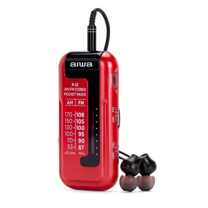 Radio Analogica Mini Aiwa R-22rd Am fm Hyperbass Color Rojo